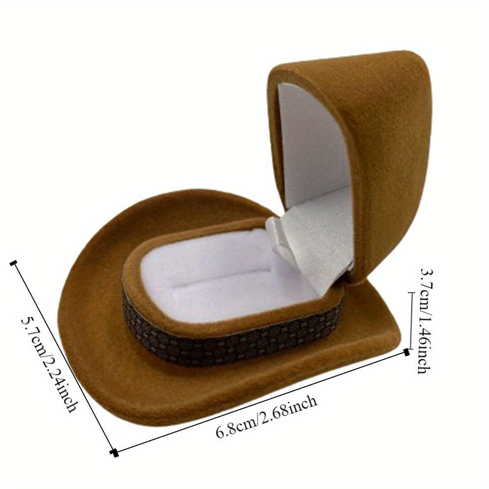 Velvet Cowboy Hat Ring Box - Western Charm Organizer