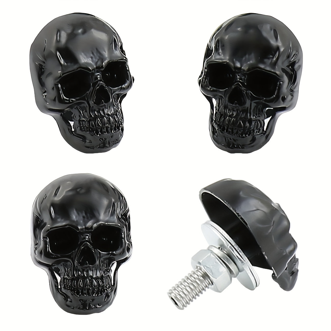 Skull Chrome License Plate Screw Kit - 4pcs Universal
