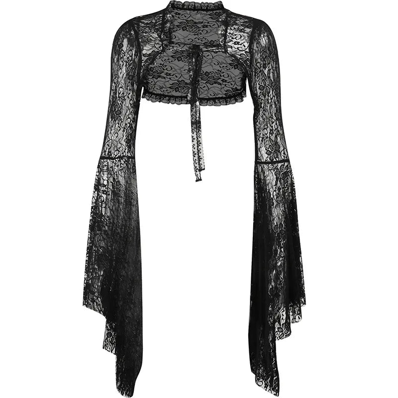 Vintage Gothic Black Lace T-shirt