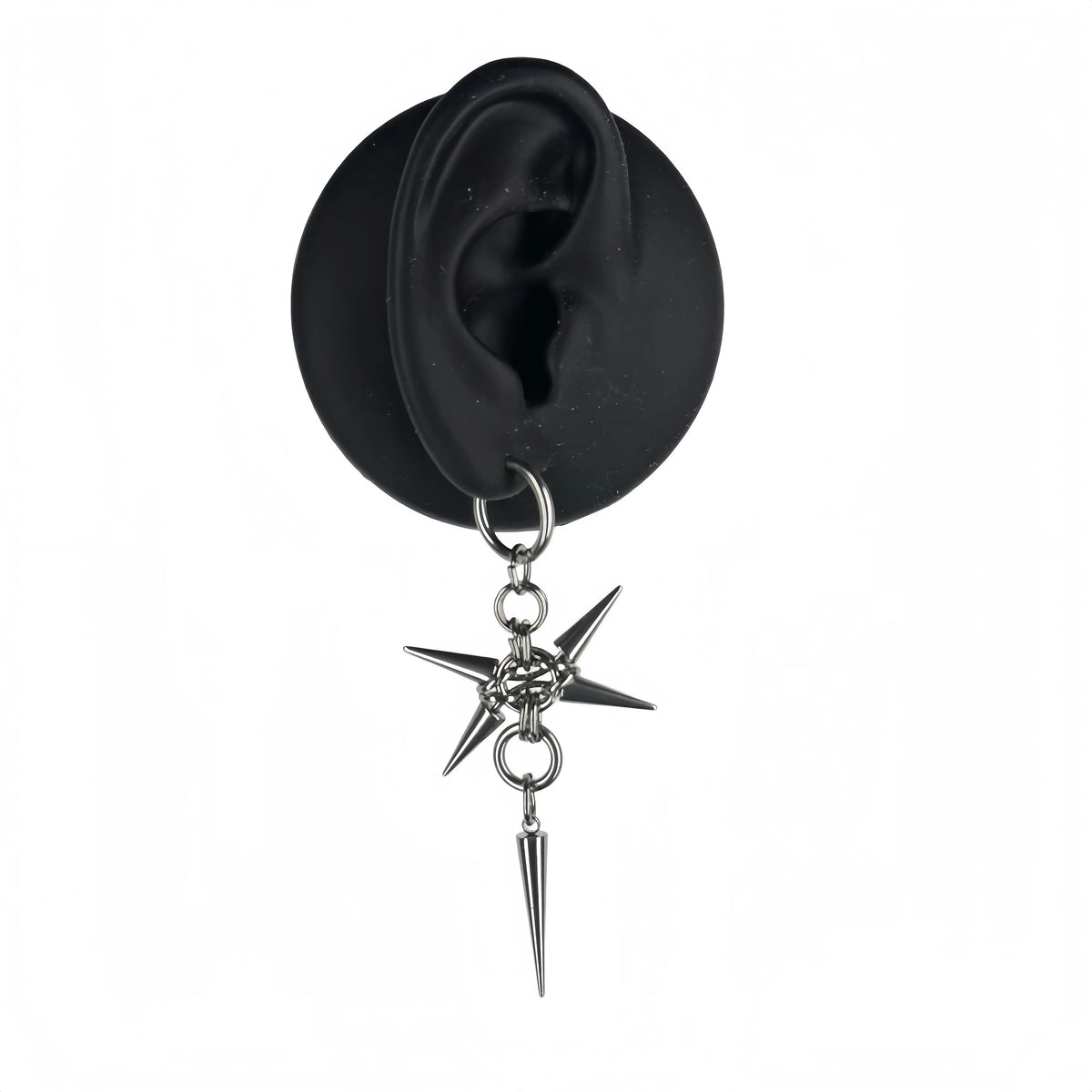 Gothic Spike Hoop Earrings — Punk Chainmail Drop
