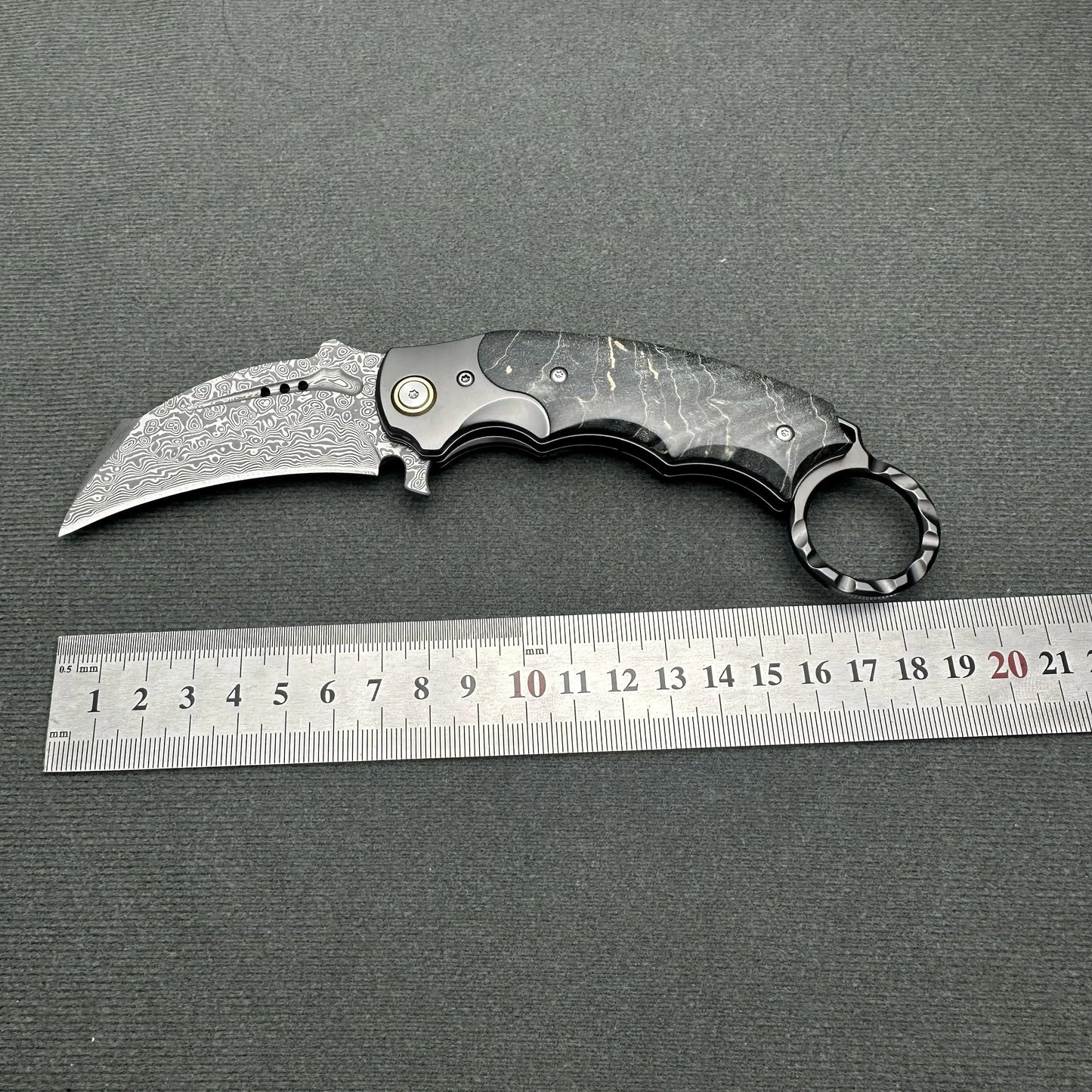 Topwell VG10 Damascus Claw Knife & Leather Sheath