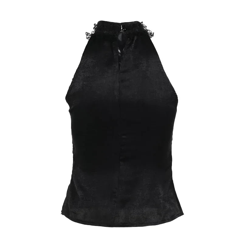 Nostalgic Lace Gothic Crop Tank for Retro Street Style