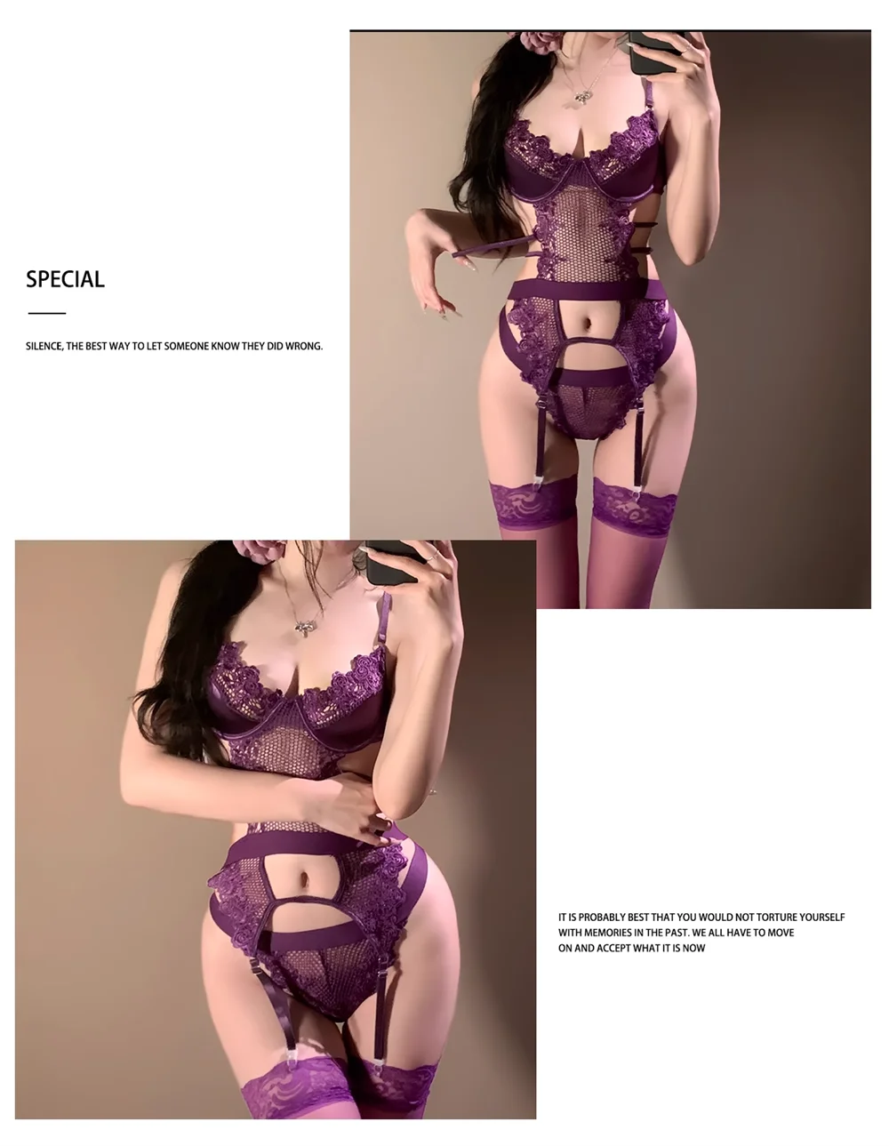 Lace vest with dating sexy lingеrie purple three-point