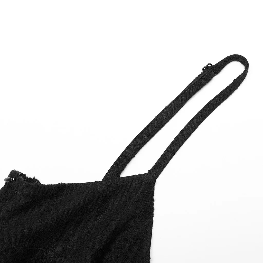 Gothic Elegance: Irregular Mesh Slip Dress