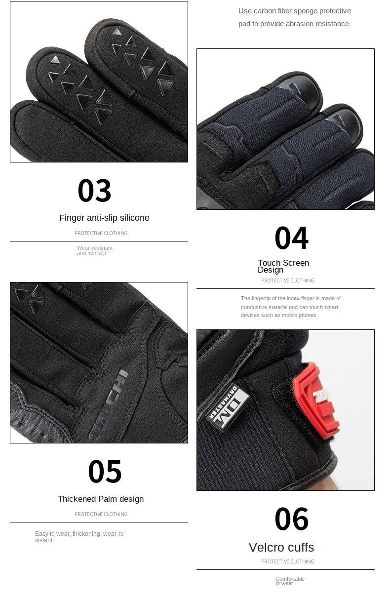 RSTAICHI Men's Retro Touchscreen Motorcycle Gloves