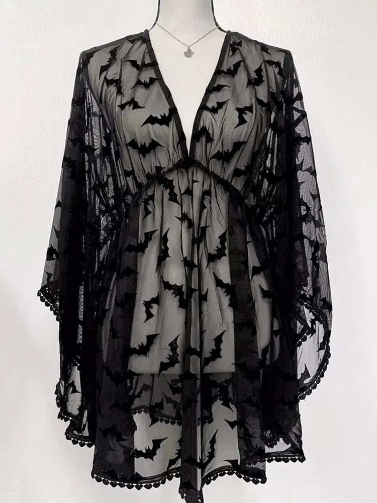 Midnight Veil — Gothic Lace Night Dress