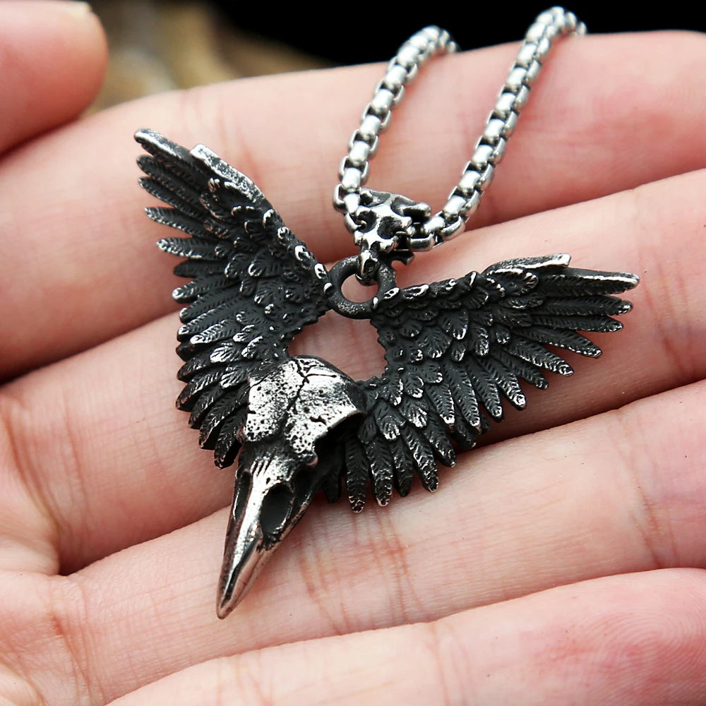Punk Vintage Raven Skull Necklace