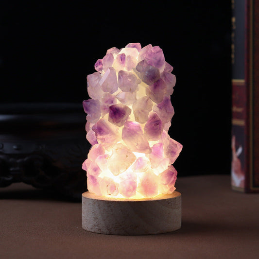 Natural Amethyst Vug Tooth Flower Mini Night Light