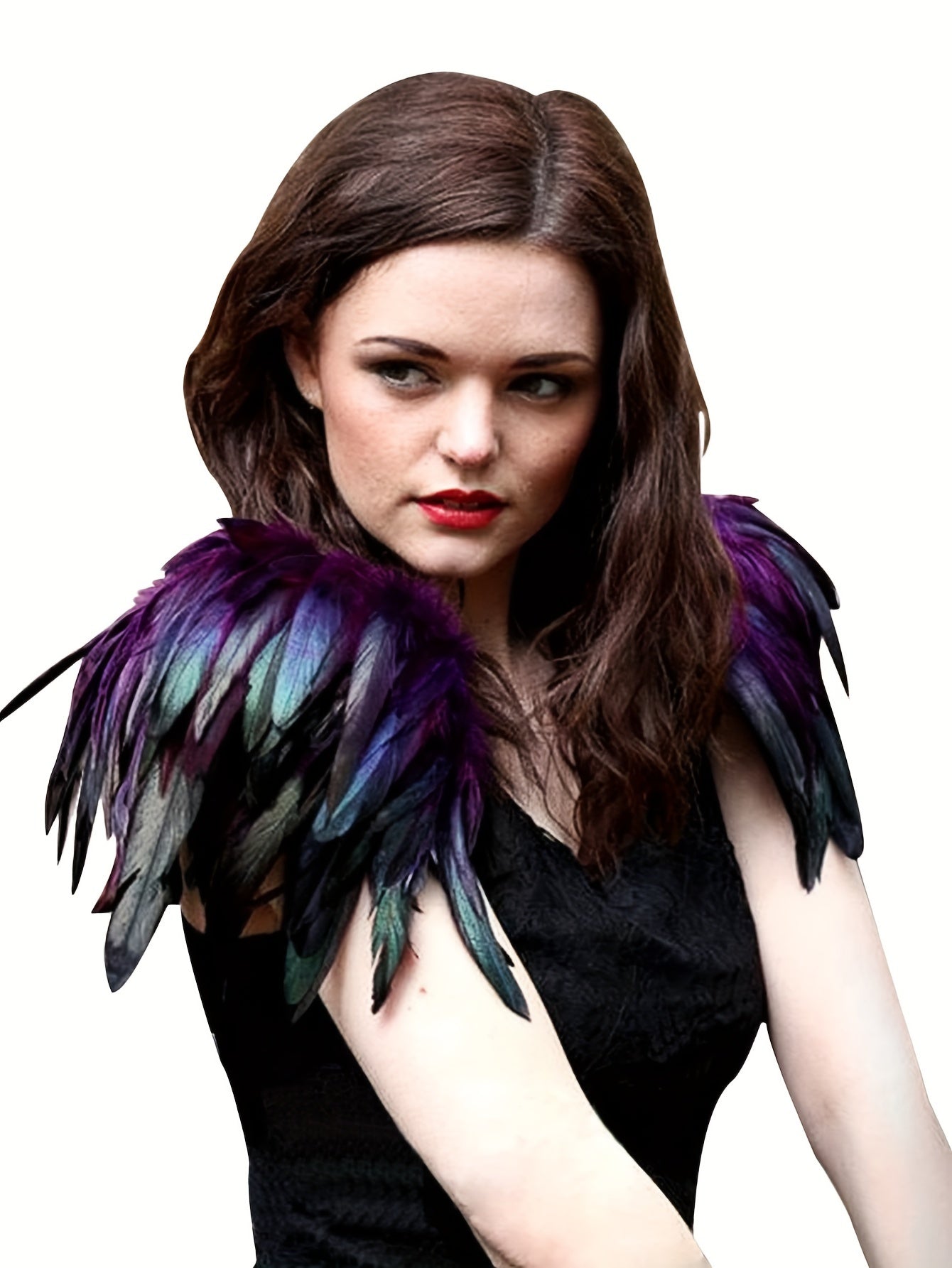 Product Name: Gothic Elegance: Feather Shoulder Shrug Set