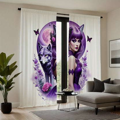 Enchanted Purple Rose & Angel Witch Curtains