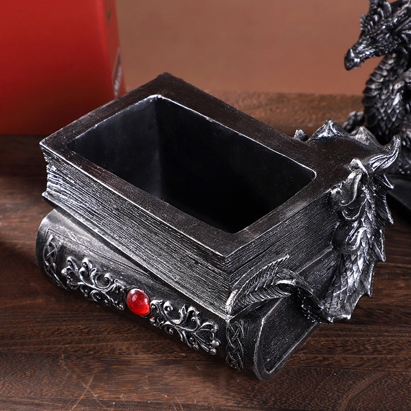 Medieval Black Dragon Figurine Jewelry Keeper Box