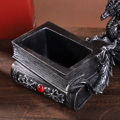 Medieval Black Dragon Figurine Jewelry Keeper Box