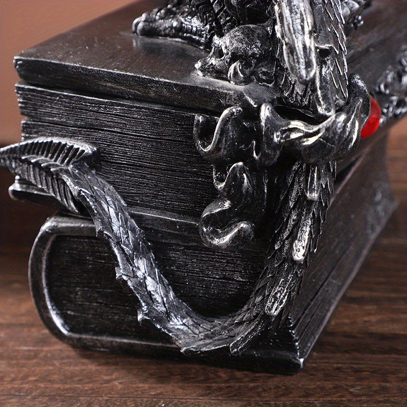Medieval Black Dragon Figurine Jewelry Keeper Box