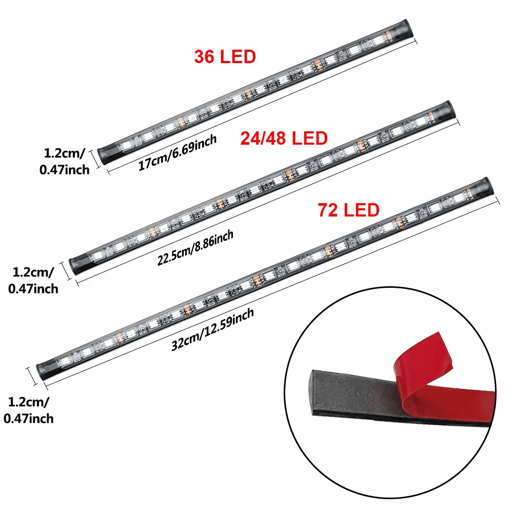 MotoGlow 4pc RGB LED Strip Lights with Remote Control
