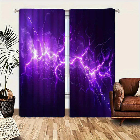Purple Lightning Glam Curtains - Easy Care & Durable