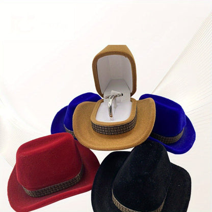 Velvet Cowboy Hat Ring Box - Western Charm Organizer