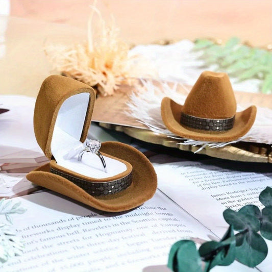 Velvet Cowboy Hat Ring Box - Western Charm Organizer