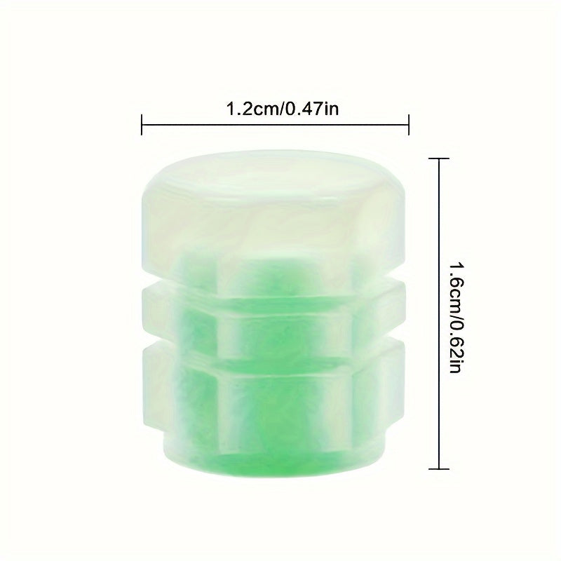 HexaGlow Tire Valve Caps - 4pcs Glow-in-Dark Set