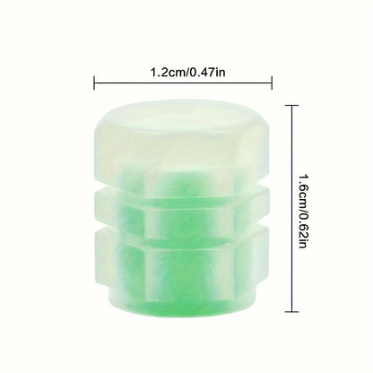 HexaGlow Tire Valve Caps - 4pcs Glow-in-Dark Set