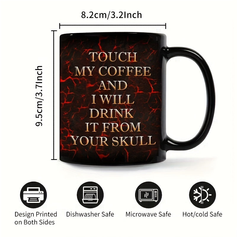 Halloween Black Skull Ceramic Coffee Mug