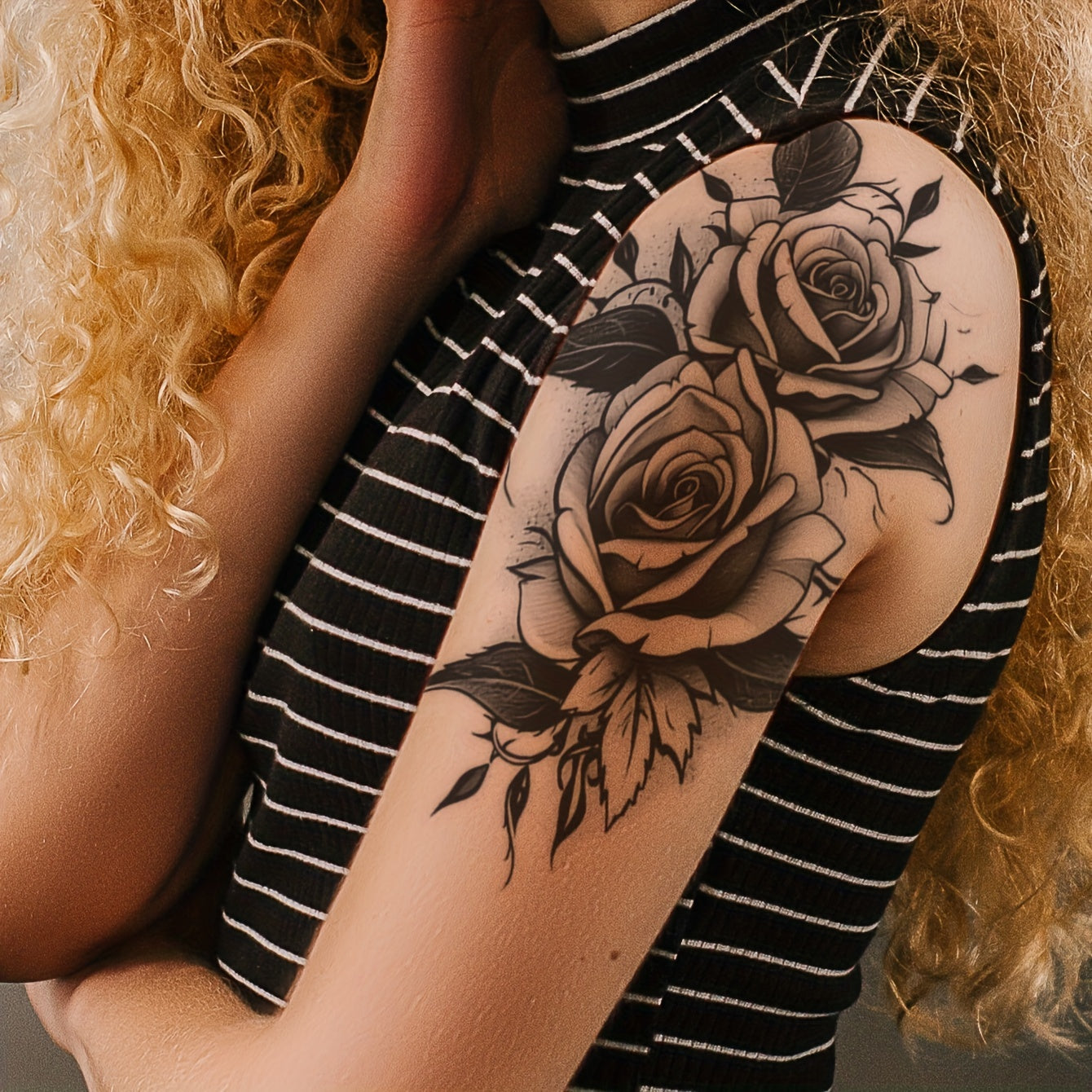 Gothic Butterfly Floral Clock Temporary Tattoo Stickers