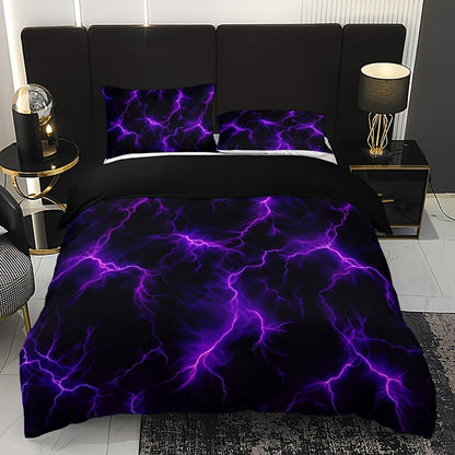 Vivid Purple Lightning 3Pc Bedding Set