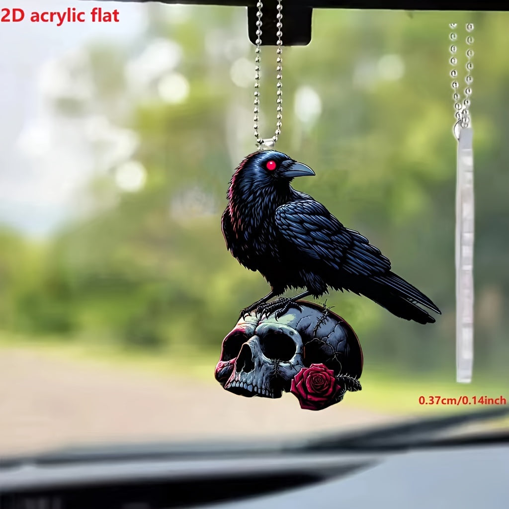 Raven Skull Keychain: Elegant Car Accessory