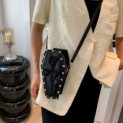 Gothic Rose Coffin Crossbody Bag for Women