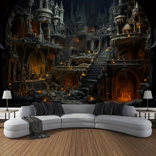 Haunted Castle Tapestry - Vintage Horror Decor