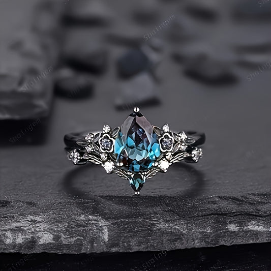 Product Name: Gothic Blue Zircon Mosaic Glam Ring