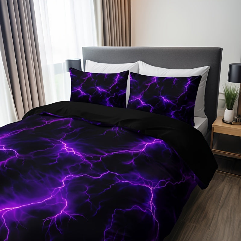Vivid Purple Lightning 3Pc Bedding Set