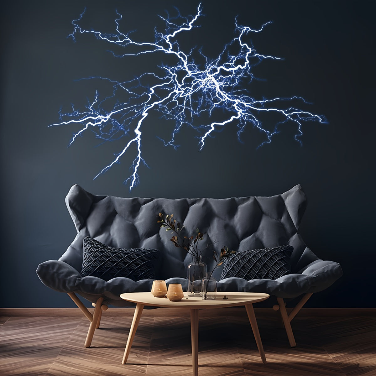 Vibrant Lightning & Nature Wall Decal Contemporary Geometric Design