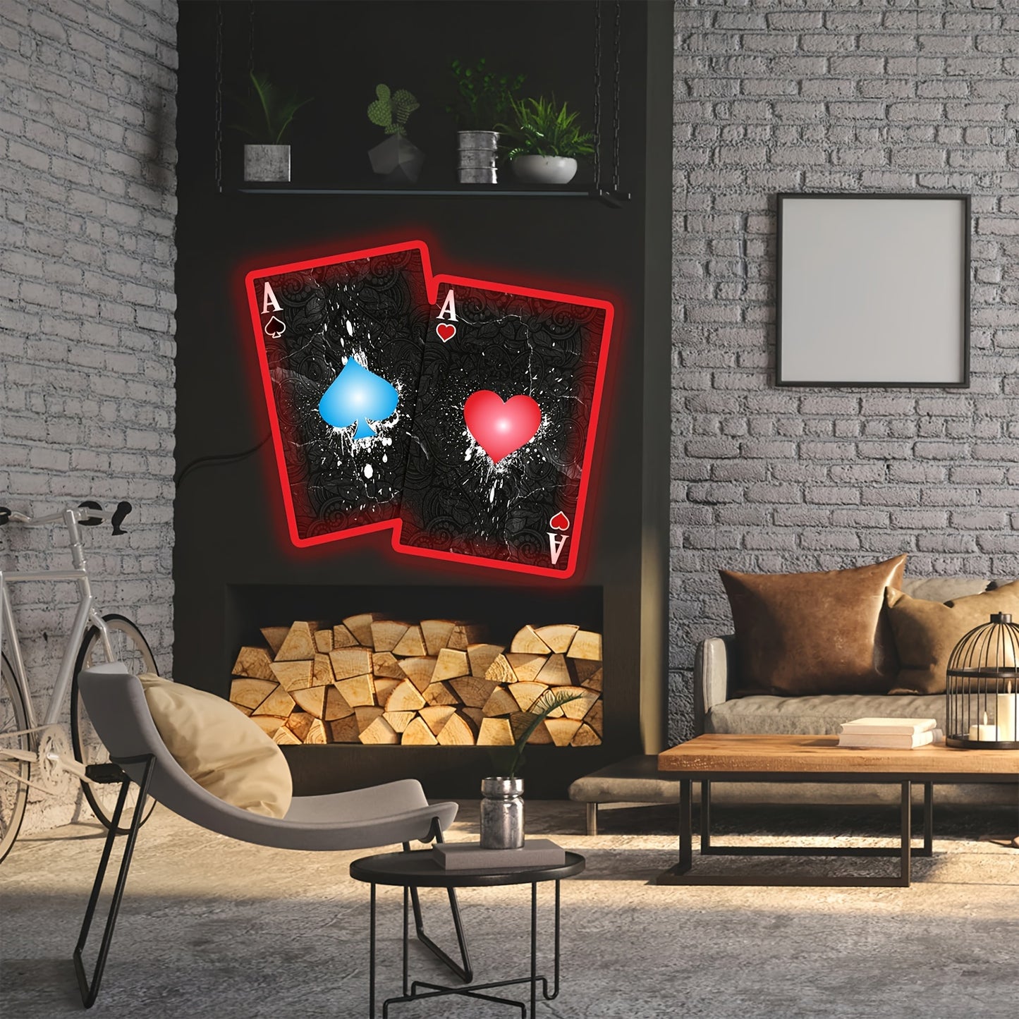 Ace of Spades & Ace of Hearts UV Neon Sign