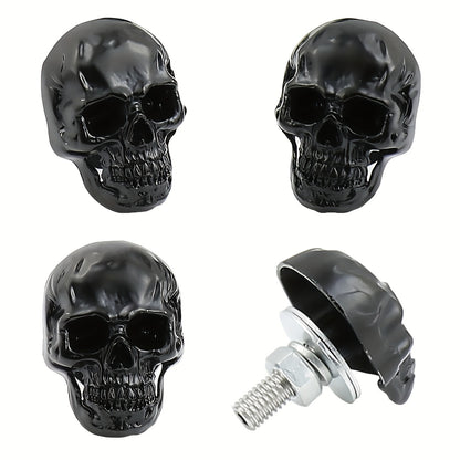 Skull Chrome License Plate Screw Kit - 4pcs Universal