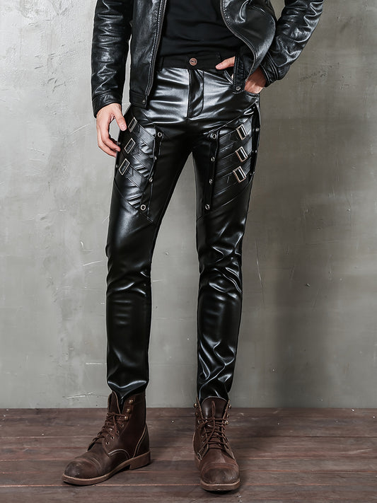 Steampunk Rock Slim Fit PU Leather Pants