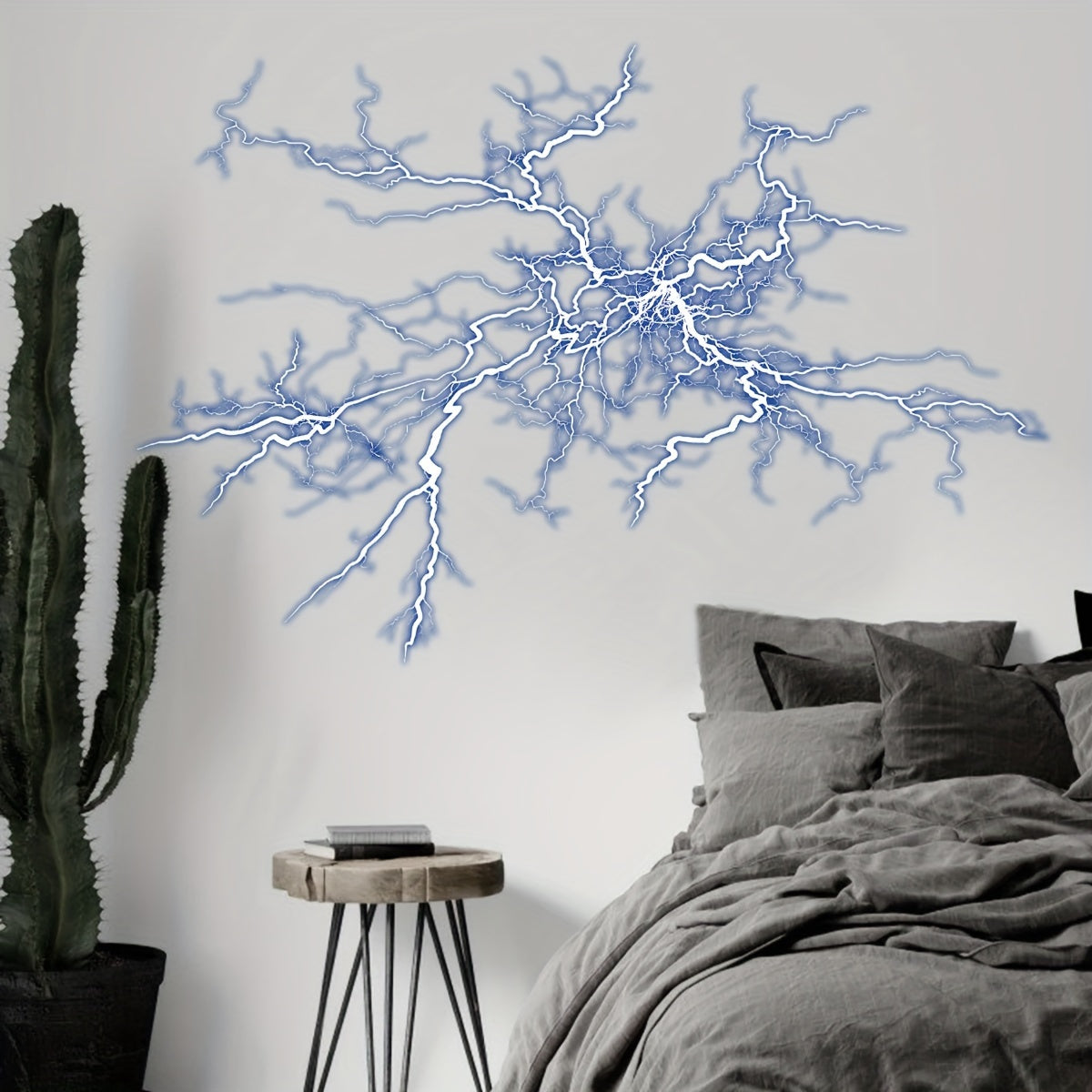 Vibrant Lightning & Nature Wall Decal Contemporary Geometric Design