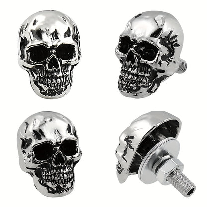 Skull Chrome License Plate Screw Kit - 4pcs Universal