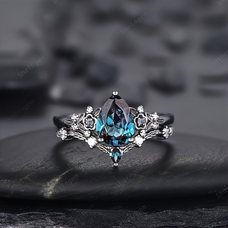 Product Name: Gothic Blue Zircon Mosaic Glam Ring