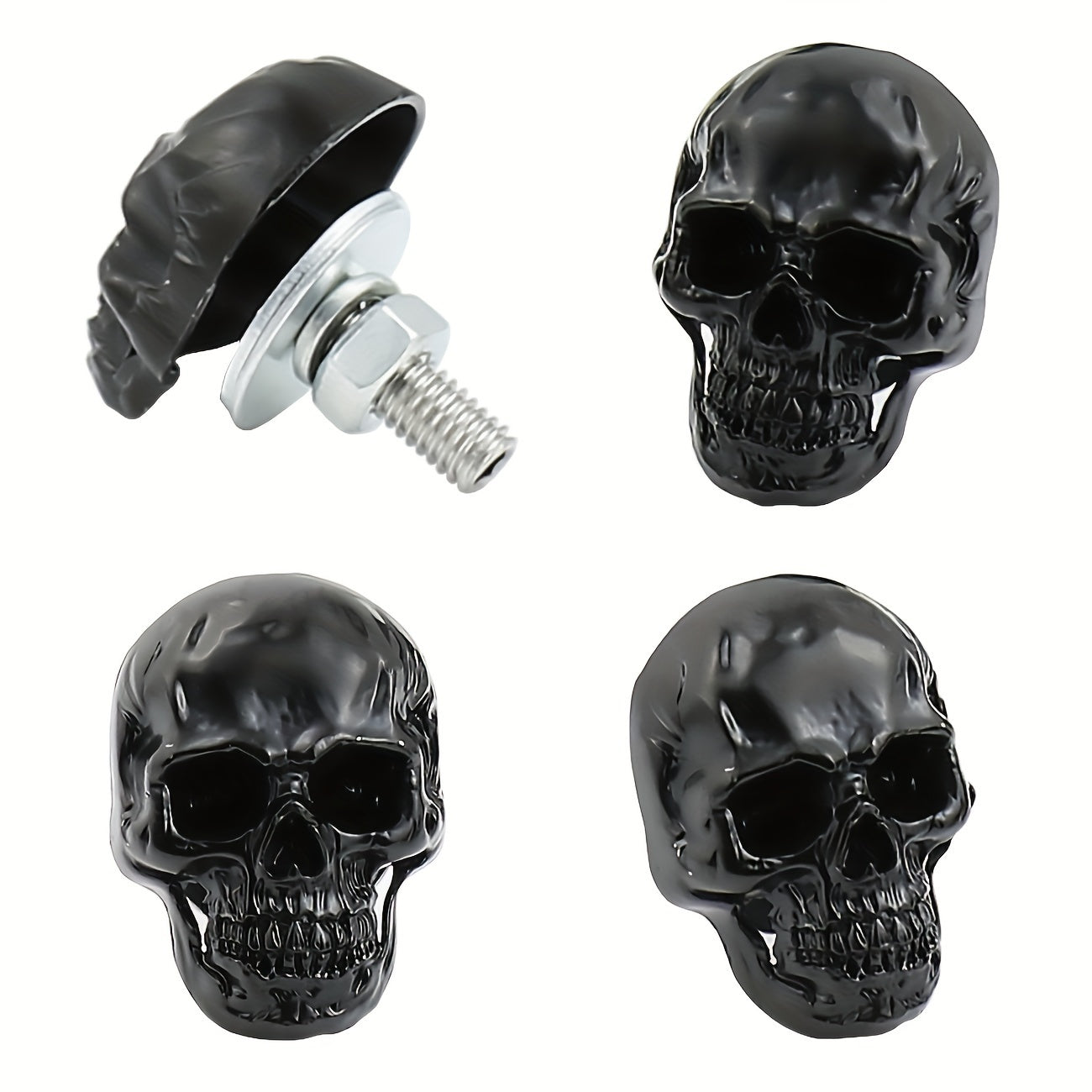 Skull Chrome License Plate Screw Kit - 4pcs Universal