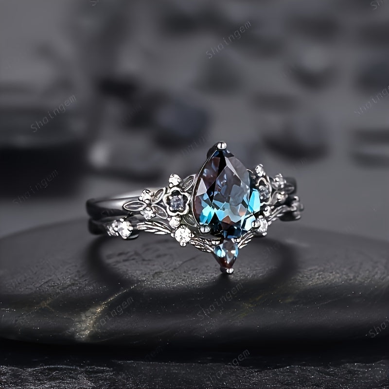 Product Name: Gothic Blue Zircon Mosaic Glam Ring