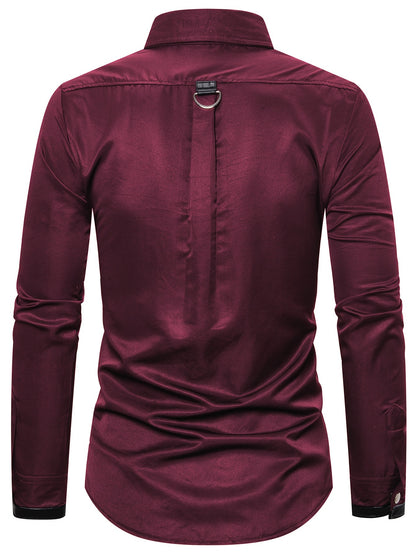 Gothic Slim Fit Long Sleeve Club Shirt for Men