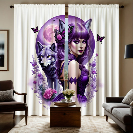Enchanted Purple Rose & Angel Witch Curtains