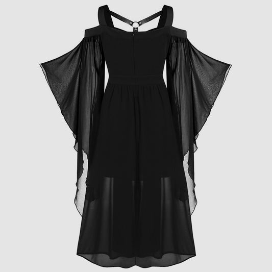 Cross border new Gothic style witch suspender strap big swing jumpsuit long skirt