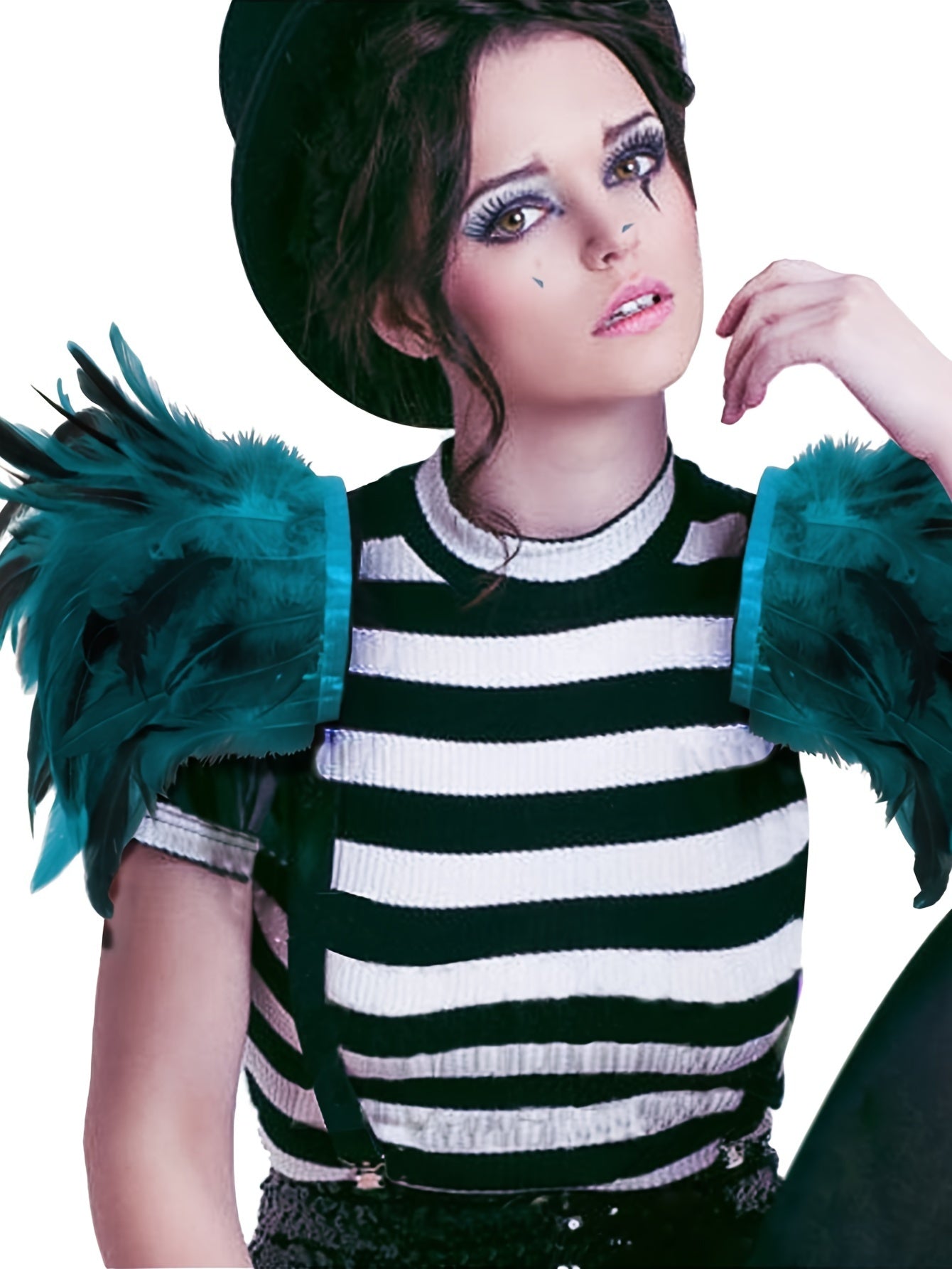 Product Name: Gothic Elegance: Feather Shoulder Shrug Set