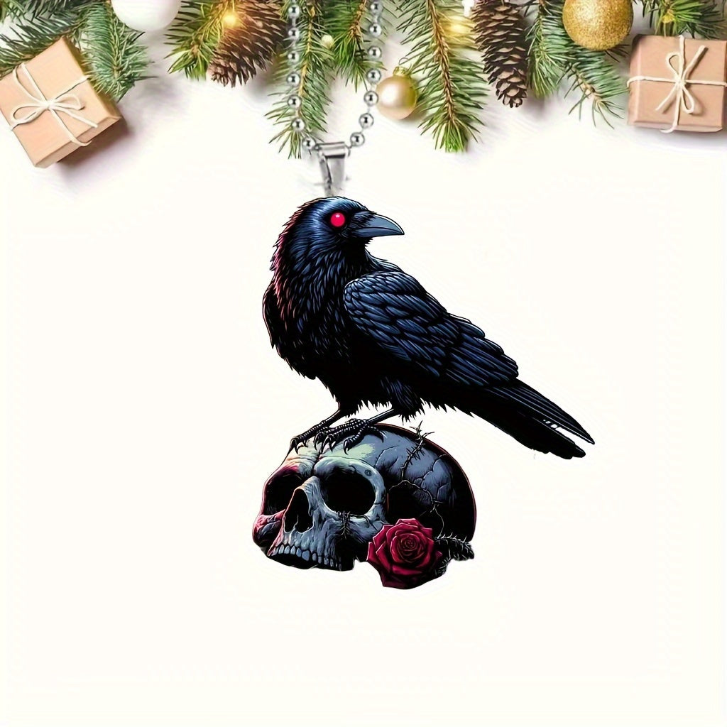Raven Skull Keychain: Elegant Car Accessory
