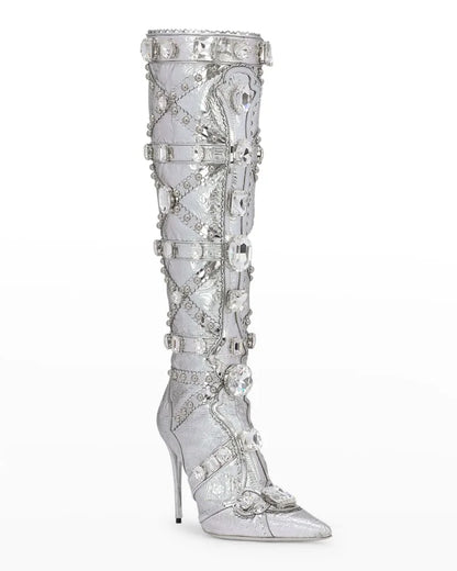 Crystal Long Boots Buckle