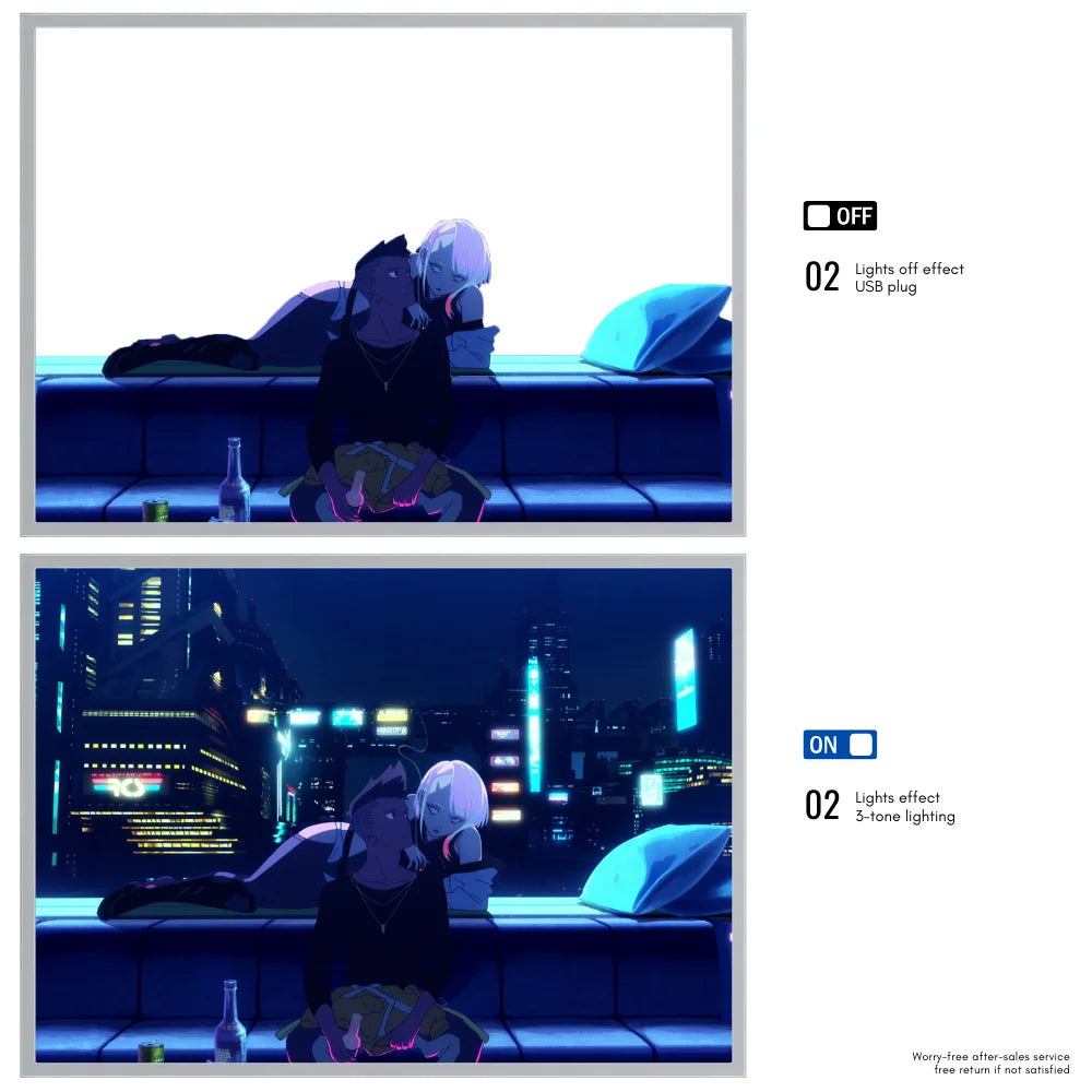 NeonGlow: Anime Cyberpunk LED Photo Light Frame