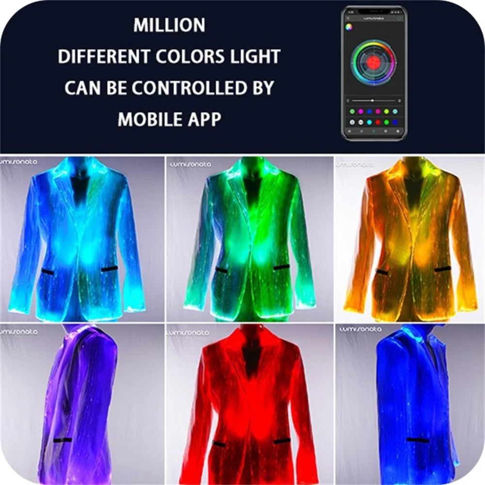 Flashing Rave Fiber Optic LED Light Wedding Jacket