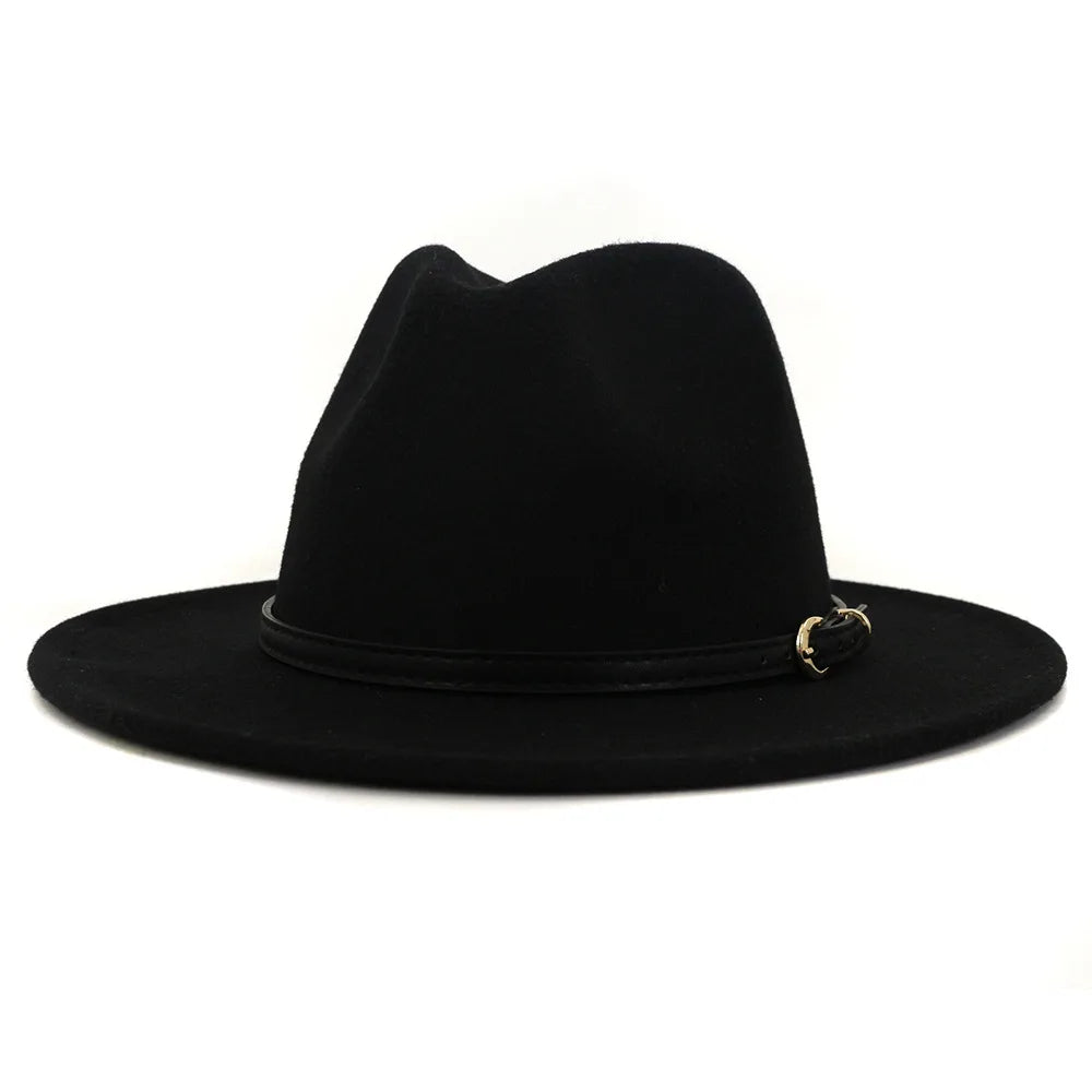 Patchwork Wide Brim Fedora Hat — Belt Buckle · Unisex