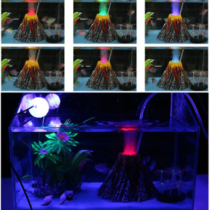 Volcano Decoration Underwater LED Light Fish Tank Oxygen
